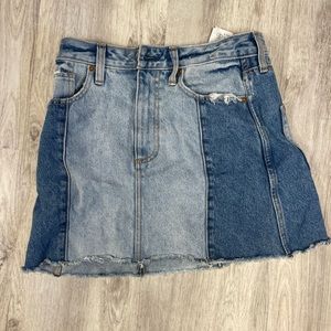 Two tone denim mini skirt